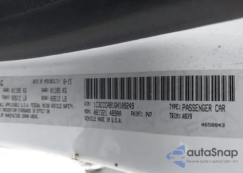 2016 Chrysler 200 Limited from USA, damaged, VIN 1C3CCCAB1GN109249